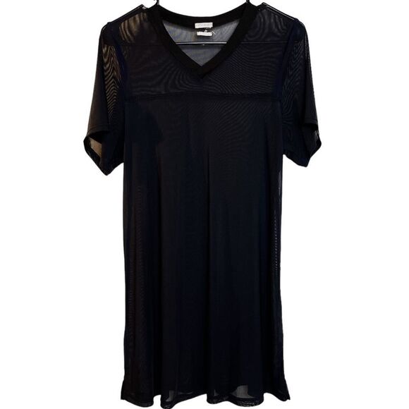 Urban Outfitters Mesh Short Sleeve Midi Dress Black Small - Picture 1 of 4